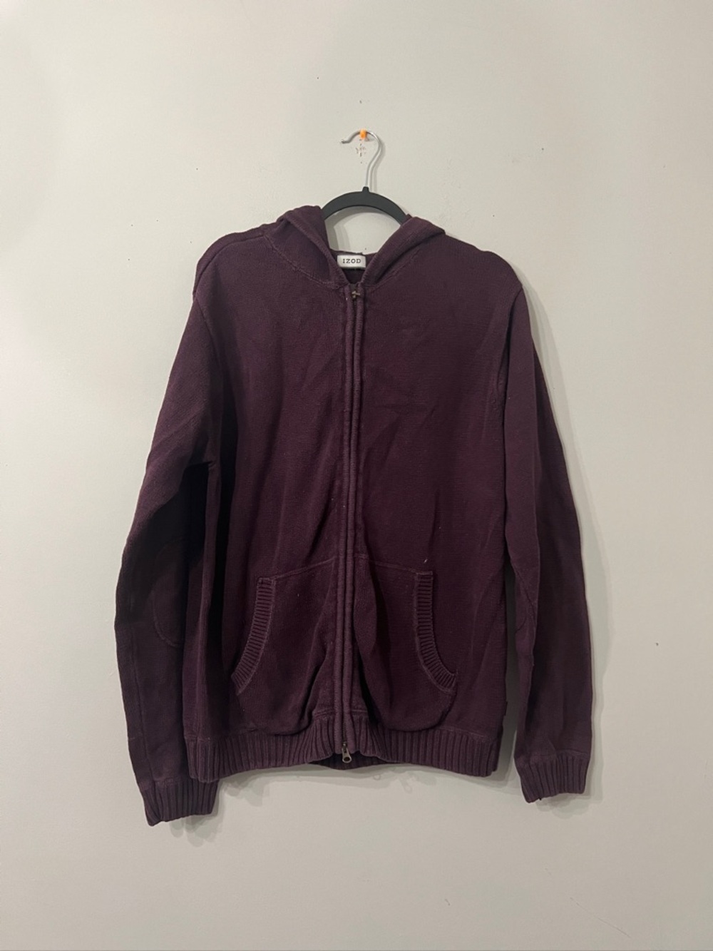 Izod Deep Plum Full-Zip Hooded Sweater
